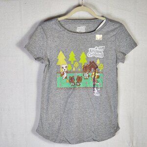 Nintendo Heather Grey New Horizons Animal Crossing Cotton Poly Tee Sz XL 14-16